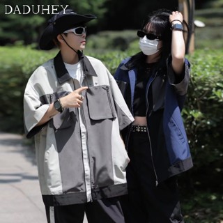 DaDuHey🔥 Mens and Womens 2023 New High Street Short Sleeve Overalls Overcoat Ins Trendy All-Matching Loose Multi-color Jacket