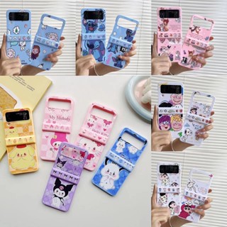 เคสโทรศัพท์มือถือ PC แข็ง กันกระแทก ลายการ์ตูน sanrio stitch hello Kitty สีแคนดี้ สร้างสรรค์ สําหรับ Samsung Galaxy Z Flip 4 5G Z Flip 3