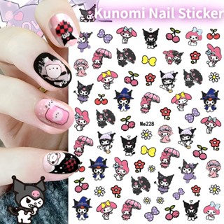 Kuromi สติกเกอร์ ลายการ์ตูนสัตว์ ดอกไม้ 3D DIY สําหรับติดตกแต่งเล็บ