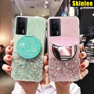 เคสโทรศัพท์มือถือแบบนิ่ม ใส แต่งกลิตเตอร์ พร้อมกระจกแต่งหน้า สําหรับ Xiaomi Poco F5 Pro 5G Mi Poco F5 5G