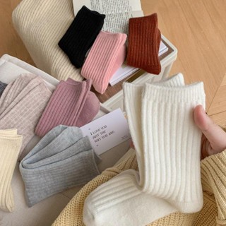 ถุงเท้าวูลผสมขนสัตว์กันหนาว (Wool) สไตล์ญี่ปุ่น ถุงเท้ากันหนาว เนื้อนุ่ม❄️ สูง 7 นิ้ว