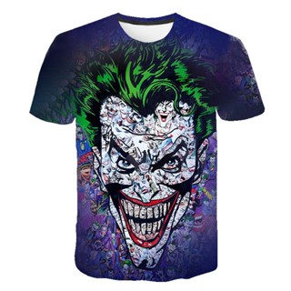 เสื้อยืดแขนสั้นลําลอง พิมพ์ลาย Joker 3 มิติ ขนาดใหญ่ สไตล์เรโทร แฟชั่นฤดูร้อน สําหรับผู้ชาย และผู้หญิง