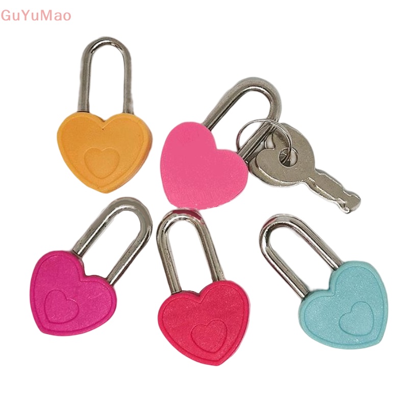 [cxGUYU] กุญแจพลาสติก รูปหัวใจ ขนาดเล็ก พร้อมกุญแจล็อค 2 ดอก สําหรับกล่องเครื่องประดับ ไดอารี่ กระเป๋าเดินทาง PRTA