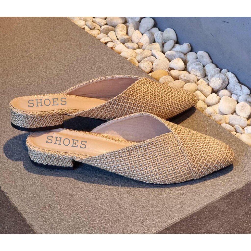 ไชร36-41พร้อมส่ง~SH-043-สลิปเปอร์สานหัวแหลม-1นิ้ว+กล่องรองเท้า