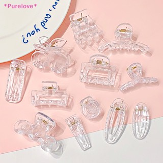 Purelove&gt; กิ๊บติดผมเรซิ่น ทรงเรขาคณิต ขนาดใหญ่ สีโปร่งใส เรียบง่าย แฟชั่นสําหรับผู้หญิง 10 ชิ้น