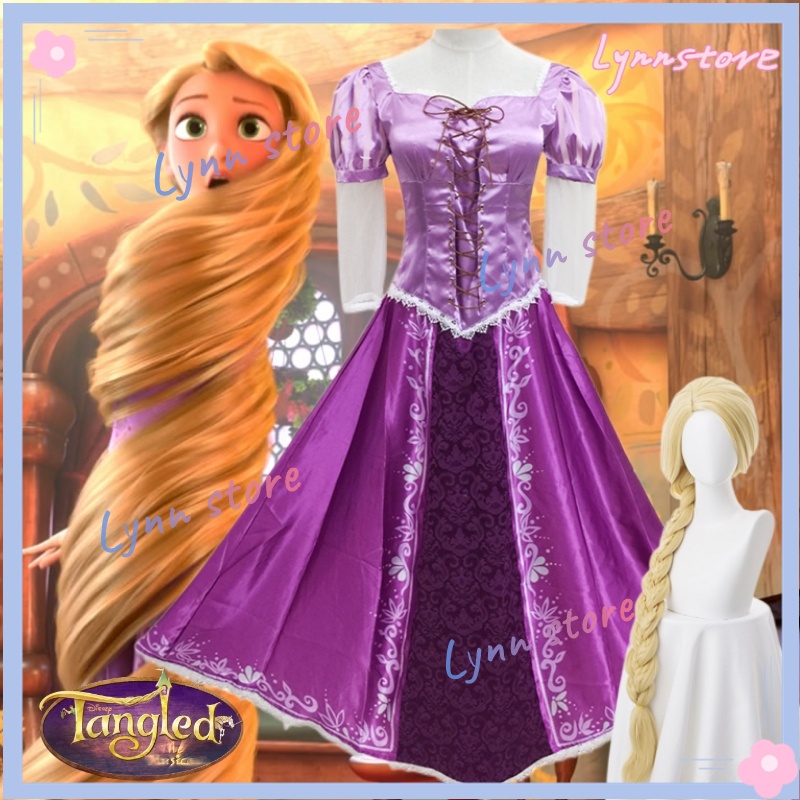 Disney ชุดเดรสคอสเพลย์เจ้าหญิง Rapunzel สีม่วง สําหรับผู้ใหญ่ เด็ก ปาร์ตี้ฮาโลวีน ของขวัญวันเกิด
