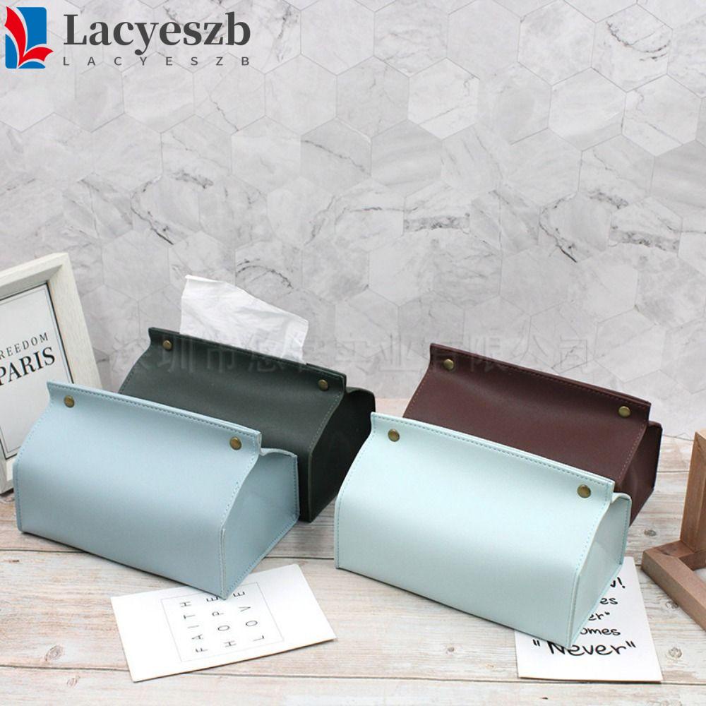 Lacyeszb ที่ใส่กระดาษทิชชู่ ในรถยนต์ สํานักงาน ห้องน้ํา ห้องนอน หนัง PU บ้าน กระดาษเช็ดมือ