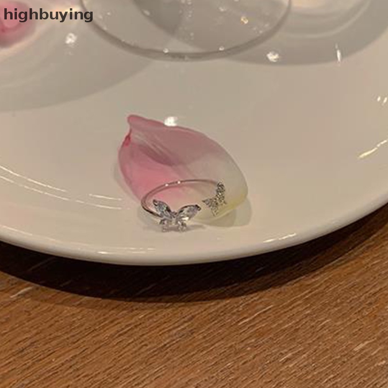 [highbuying] เกาหลี ประกาย โลหะผสม แหวนผีเสื้อ สําหรับผู้หญิง แฟชั่น เครื่องประดับบุคลิกภาพ เฉพาะ ปรับได้ เปิด งานแต่งงาน เครื่องประดับ ใหม่ พร้อมส่ง