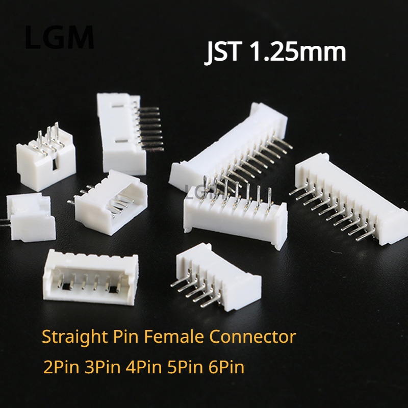 ตัวเชื่อมต่อ Micro JST 1.25 มม. SMD พินตรง ตัวเมีย 2Pin 3Pin 4Pin 5Pin 6Pin สีขาว สําหรับบอร์ด PCB 50 ชิ้น