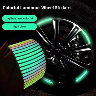 ⚡READYSTOCK⚡20 Pcs Reflective Colorful Car Wheel Hub Rim Stripe Tape Decal Sticker Decor