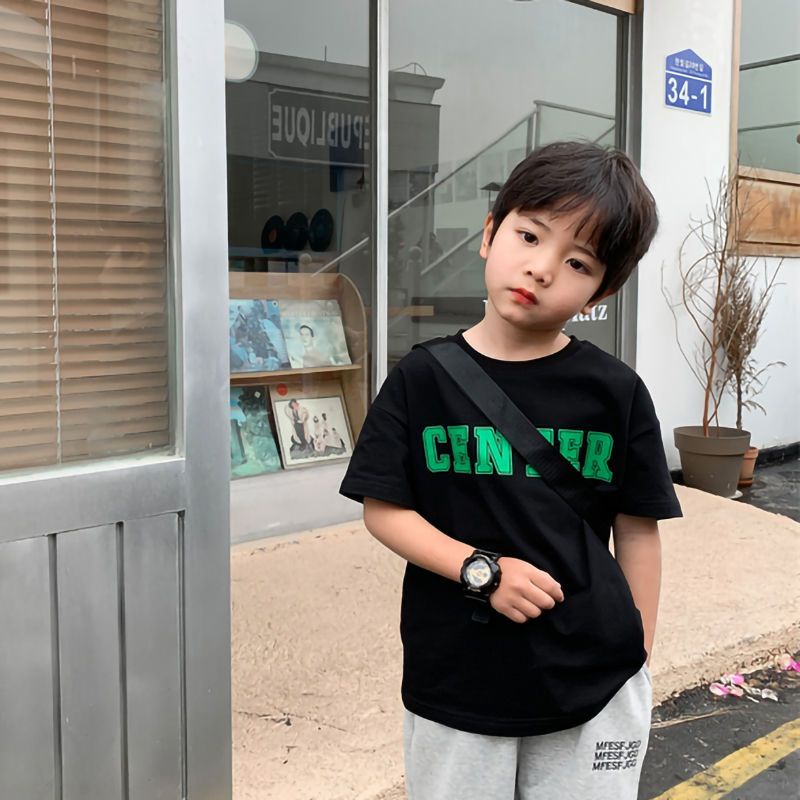 【Boy Clothing】เสื้อยืด ผ้าฝ้ายแท้ ทรงหลวม ระบายอากาศ สไตล์อเมริกันเรโทร แฟชั่นสําหรับเด็กผู้ชาย (อายุ 3-14 ปี)