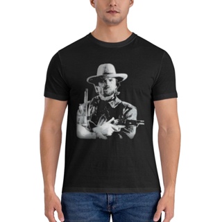 เสื้อยืด พิมพ์ลายภาพยนตร์ Clint Eastwood Wild West Film แฟชั่นสําหรับผู้ชาย