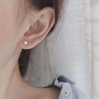 ต่างหูสตั๊ด เงิน S925 ประดับเพชร ไข่มุก ขนาดเล็ก 3 มม. 4 มม. 5 มม. สําหรับผู้หญิง