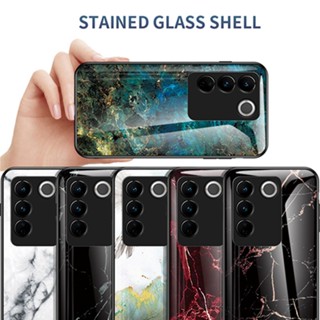 เคสโทรศัพท์มือถือแบบแก้วแข็ง ลายหินอ่อน หรูหรา สําหรับ Vivo V27 Pro 5G V27E V25 Pro 5G V21 4G V21 5G V21S V21E 4G