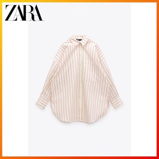 Zara เสื้อเชิ้ตผ้าไหม ลายทาง แฟชั่นฤดูใบไม้ร่วง ฤดูหนาว สไตล์ใหม่ สําหรับผู้หญิง 1971187 104