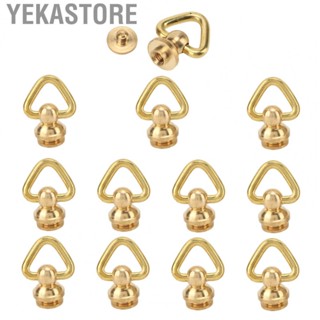 Yekastore Brass D Ring Rivets  Corrosion Resistant 12 Sets Easy Installation Pull Ring Rivets Studs  for Mobile Phone Cases