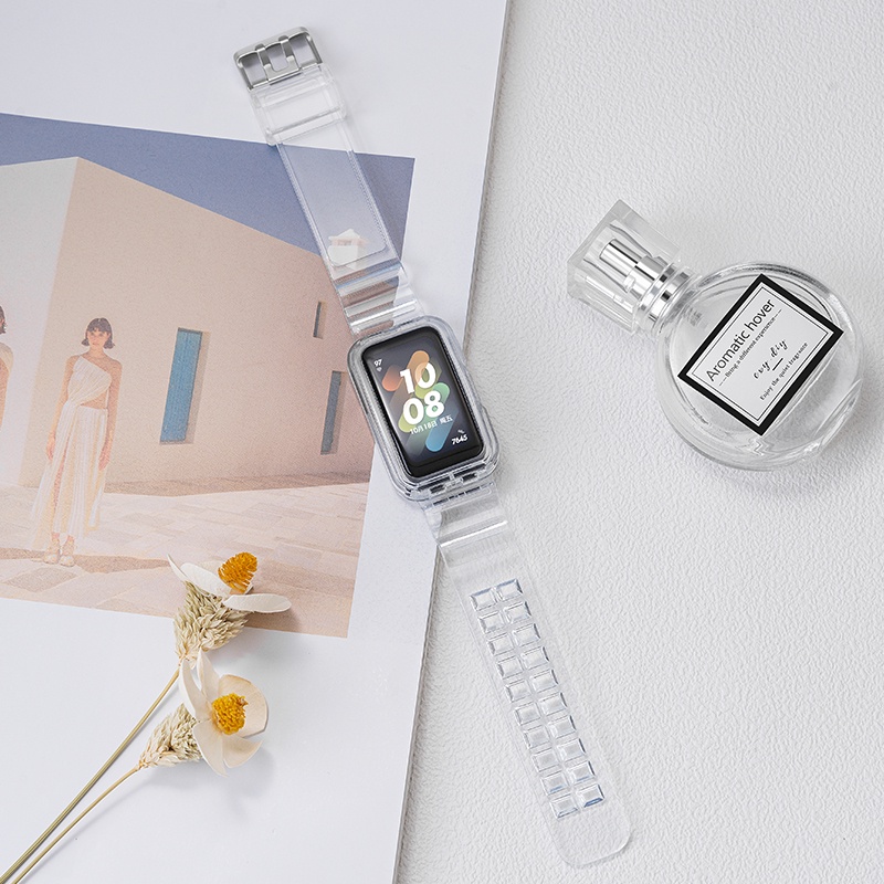 สายนาฬิกาข้อมือ ซิลิโคนใส แบบเปลี่ยน สําหรับ Huawei band รูปที่ 6