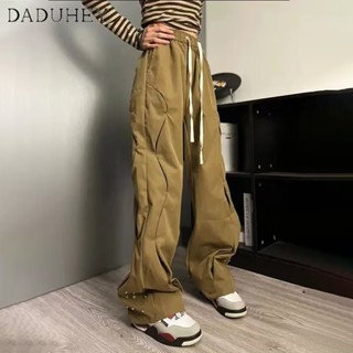 DaDuHey🎈 Womens 2023 New American Style Sweet Cool High Waist Straight Cargo Pants Design Slimming Casual Pants