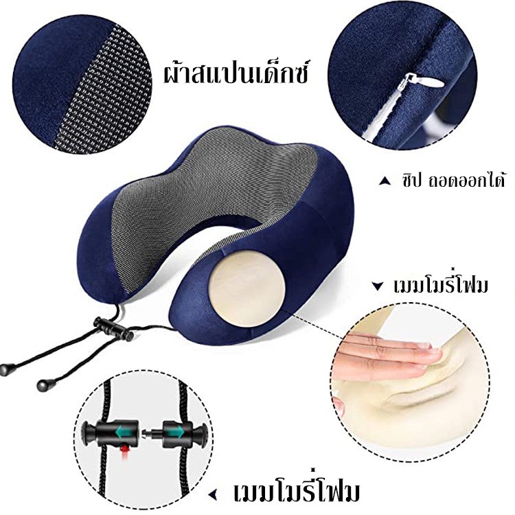 หมอนรองคอ Memory Foam ม้วนเก็บได้ หมอนรองคอเพื่อสุขภาพ แบบพกพา