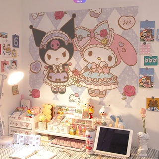 SANRIO สติกเกอร์โปสเตอร์ ลายการ์ตูน Hello Kitty My Melody Kuromi Cinnamoroll Pochacco Pom Pom Purin Kawaii เหมาะกับของขวัญ สําหรับตกแต่งห้องนอนเด็กผู้หญิง [RAIN]
