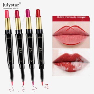 JULYSTAR 8 Colors Double Head Lip Liner Matte Velvet Fog Mist Easy To Color Enhance Color High Color Rendering Three-dimensional Lip Line Non Stick Cup Waterproof Longlasting Lip Makeup