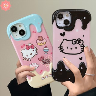 เคสโทรศัพท์มือถือ Tpu นิ่ม ลายการ์ตูนเฮลโลคิตตี้ ไอศกรีม หัวใจ เค้ก หมีน่ารัก 3D สร้างสรรค์ สําหรับ IPhone 11 7Plus XR 14 12 13 Pro Max X XS Max 7 8 Plus