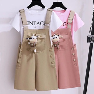 Girls Suspender Pants Summer Set Internet-famous Foreign-style Suspender Pants for Large Children and Girls Two-piece Thin Set