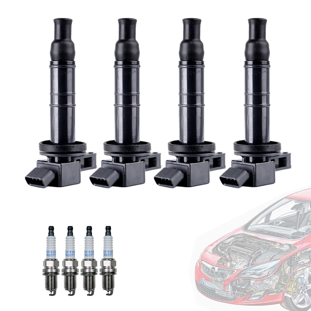 คอยล์จุดระเบิด พร้อมหัวเทียน UF333 UF494 UF322 สําหรับ Toyota Camry 2.4L 2002-2011 4 ชิ้น