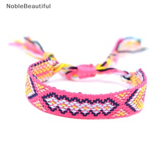 [NobleBeautiful] สร้อยข้อมือถัก แฮนด์เมด ประดับพู่ สไตล์โบฮีเมียน ปรับได้ สําหรับผู้หญิง [TH]