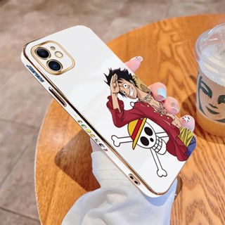 เคสไอโฟน iPhone 11 12 Pro MAX 12 Mini SE 2022 เคสโทรศัพท์มือถือนิ่ม ขอบสี่เหลี่ยม พิมพ์ลาย D.Luffy หรูหรา