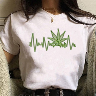 เสื้อยืด พิมพ์ลายกราฟฟิค Bong Weed 2000s สไตล์ฮาราจูกุ สําหรับผู้หญิง