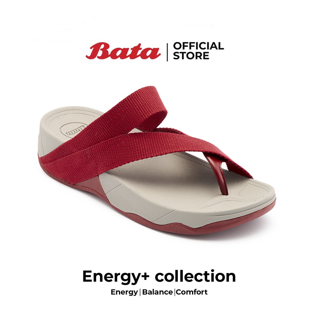 *Best Seller* Bata Energy+ รองเท้าเพื่อสุขภาพ แตะลำลอง ใส่สบายยอดฮิต สำหรับผู้หญิง สีเทาแดง รหัส 5795218