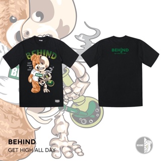 📦พร้อมส่ง BEHIND CLOTHING เสื้อยืดลาย “GET HIGH ALL DAY” ผ้าฝ้ายบริสุทธิ์ T-shirt