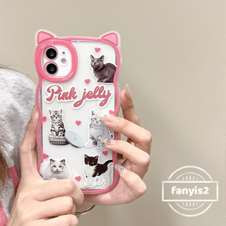 เคสโทรศัพท์มือถือ แบบนิ่ม ลายการ์ตูนแมวน่ารัก สีชมพู สําหรับ iPhone 11 14 Plus 13 12 Pro Max SE 2020 X XR Xs Max 7 8 6 6s Plus