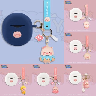 For SoundPEATS Air 4 / Air 3 Deluxe / Capsule 3 Pro Earphone Silicone Case Pig Cartoon Earbuds Protective Headphone Cover Headset Skin with Pendant