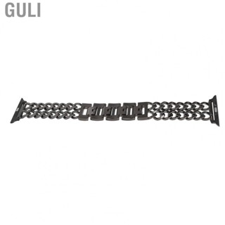 Guli Metal Watch Band Black Cowboy Style Replacement Strap Wristband Chains for IOS Watch