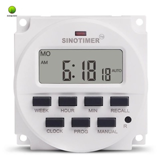 Sinotimer สวิตช์ตั้งเวลาดิจิทัล LCD 12V DC 7 วัน ตั้งโปรแกรมได้ 15.98 นิ้ว TM618N-4