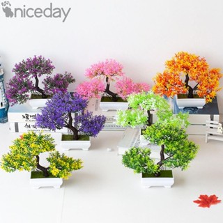 #NICEDAY-Artificial Plant Orange Plastic Room Simulation Pine Table Decoration Tree