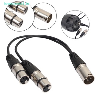 Loveoionia1 สายเคเบิลอะแดปเตอร์แยกเสียง 3-Pin XLR ตัวผู้ เป็น XLR ตัวเมีย แบบคู่ สําหรับไมโครโฟน br