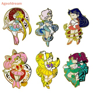 [Ageofdream] เข็มกลัดโลหะ ลายการ์ตูนอนิเมะ Pins Kawaii Tsukino Usag Mizuno Ami สําหรับตกแต่งกระเป๋า