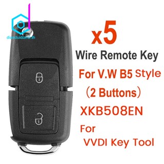 Xkb508en รีโมตกุญแจ 2 ปุ่ม สําหรับ VW B5 Xhorse VVDI 5 ชิ้น ต่อล็อต