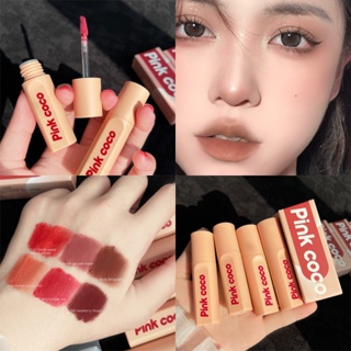 【COD】 Pinkcoco ลิปสติกเนื้อแมทกำมะหยี่สีแดงเข้มกันน้ำติดทนนานลิปกลอสเคลือบลิปกลอสไม่ติดถ้วยแต่งหน้าลิปทินท์เครื่องสำอางแต่งหน้า 6 สี