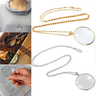 Lianli 5X Magnifying Glass Necklace Magnifier Optical Pendant Gold/Silver Chain