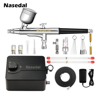 Nasedal แอร์บรัช 0.3 มม. 36psi ระบบแอร์คอมเพรสเซอร์ แบบสเปรย์คู่ สําหรับเพ้นท์เล็บ ตกแต่งเค้ก รถยนต์