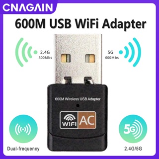 Cnagain อะแดปเตอร์ไวไฟไร้สาย USB 5G 2.4G ดูอัลแบนด์ สําหรับ Windows Mac 150Mbps 600Mbps ความเร็วสูง สําหรับเดสก์ท็อป PC WiFi Dongle รองรับคอมพิวเตอร์ แล็ปท็อป