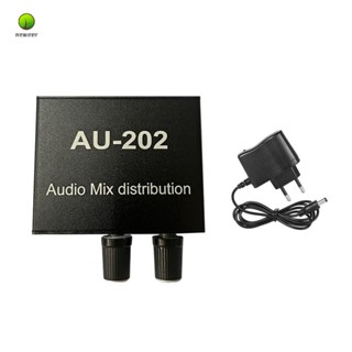 Au-202 ตัวจ่ายเสียง ปลั๊ก EU สําหรับหูฟังภายนอก AMP 2 อินพุต 2 เอาท์พุต