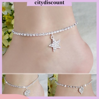 &lt;citydiscount&gt; สร้อยข้อเท้า จี้รูปดาวห้าแฉก ประดับพลอยเทียม ฝังโซ่เท้า สําหรับผู้หญิง