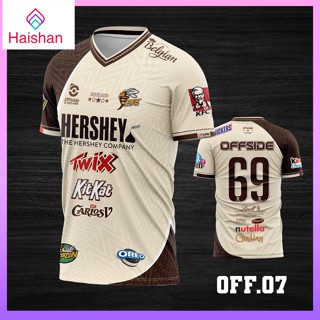 Haishan เสื้อกีฬาเสื้อฟุตบอลพิมพ์ลาย OFF.07 ใส่สบาย สีสด