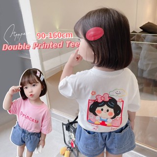 【Girls Tshirt】เสื้อยืดแขนสั้น ผ้าฝ้าย พิมพ์ลายเจ้าหญิง Budak Perempuan Baju ทรงหลวม สไตล์เกาหลี สําหรับเด็กผู้หญิง (1-15 ปี)