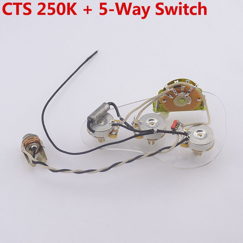 โหลดสายไฟกีตาร์ไฟฟ้า Pre-wired Kit (หม้อ CTS ทองเหลือง 3x 250K + สวิตช์ 5 ทาง)